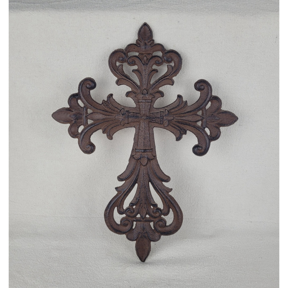 Brown Cast Iron Ornamental Wall Cross